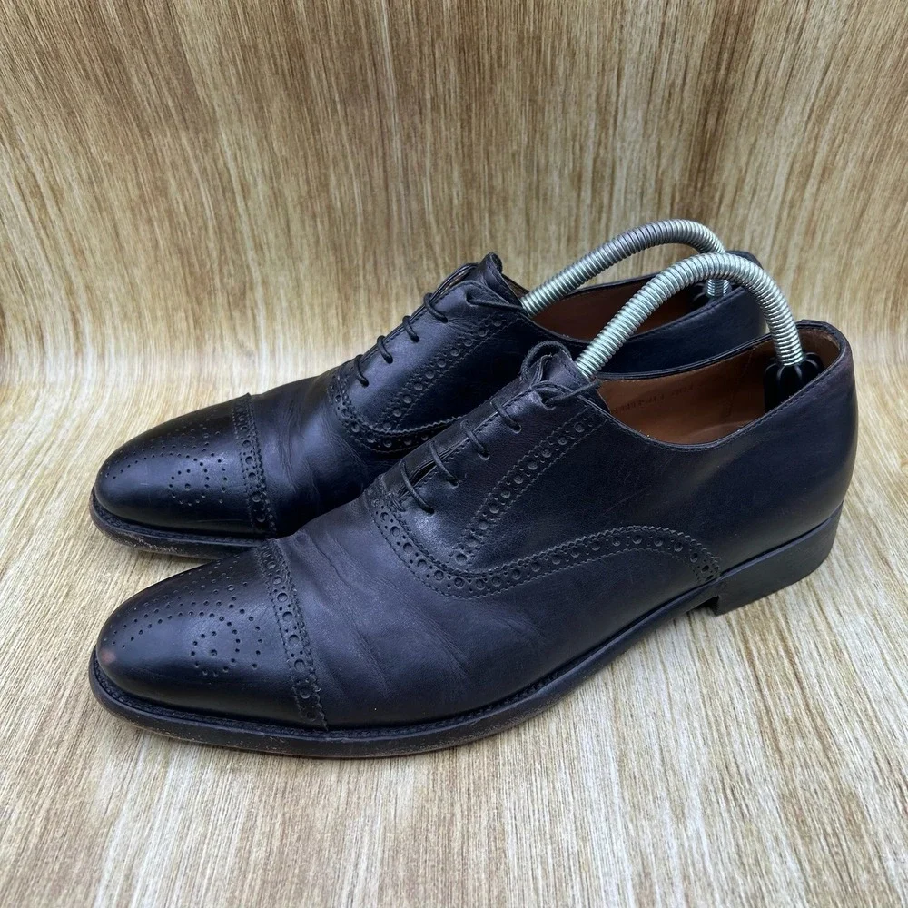 Ralph Lauren Purple Label Oxford Men's Size 8 D Black Leather Made In Italy